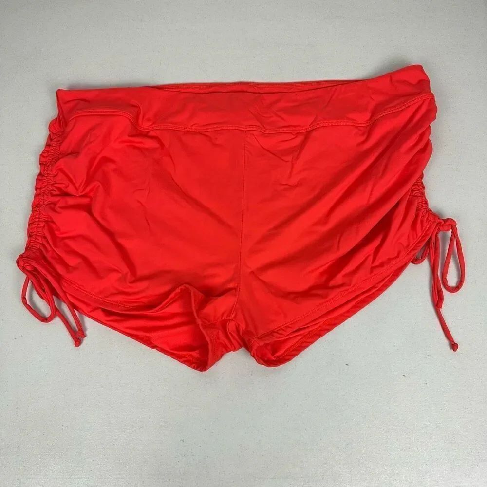 Beach House Plus Size Blake Side Tie Swim Short Bottom Orange size 24W